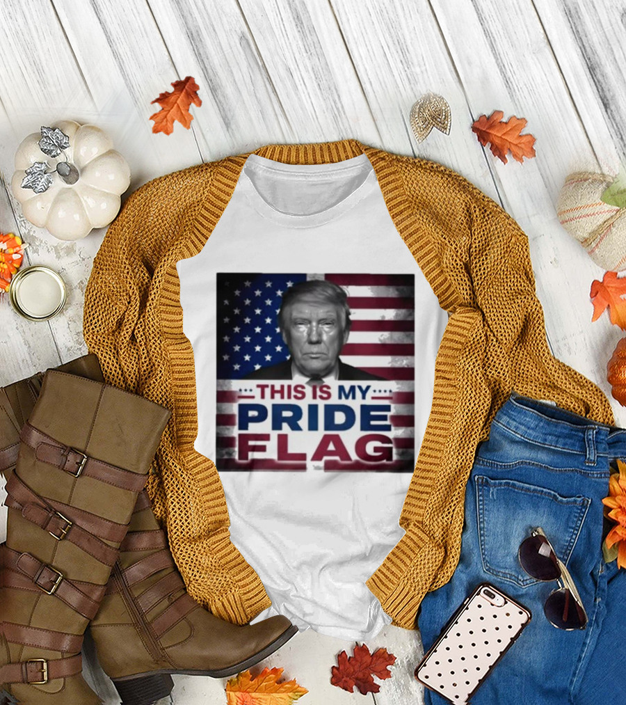 Donald Trump This Is My Pride Flag American Stars and Stripes Background T-Shirt
