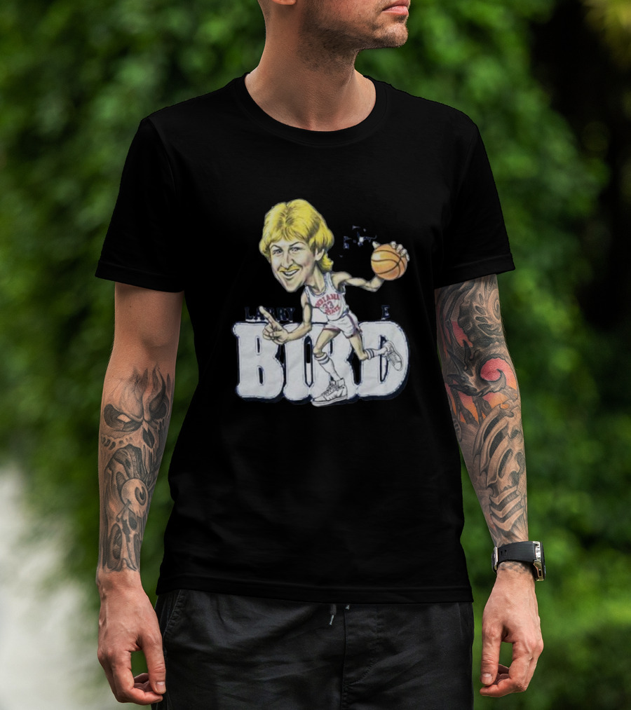 Larry Bird Indiana State Basketball Caricature Signature T-Shirt
