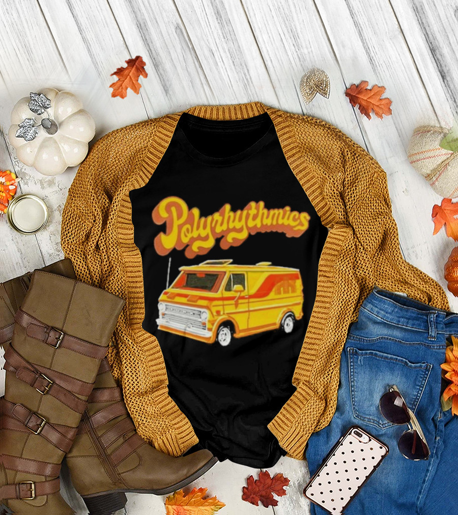 Polyrhythmics Bright Yellow Van with Retro Red Stripes T-Shirt