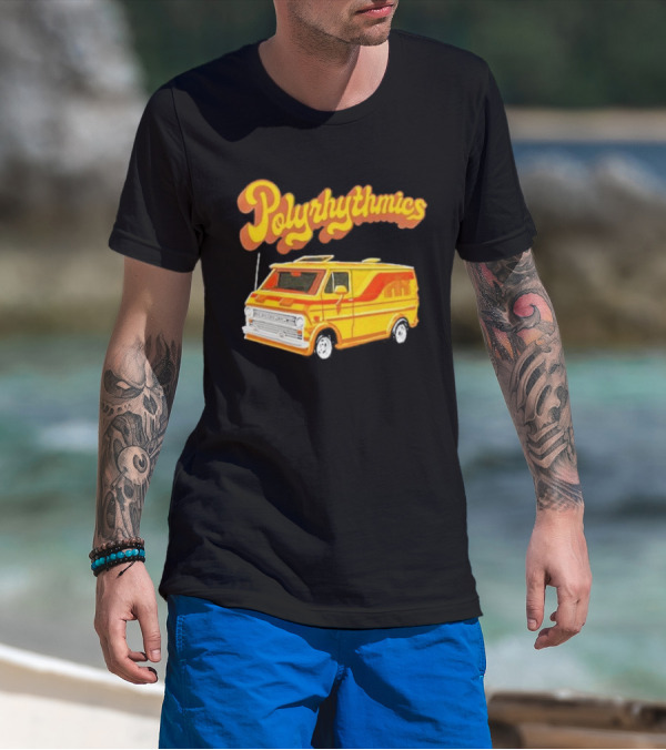 Polyrhythmics Bright Yellow Van With Retro Red Stripes T-Shirt