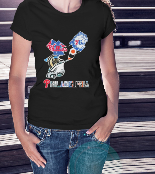 Philadelphia Eagles Phillies 76ers Union Flyers T-Shirt