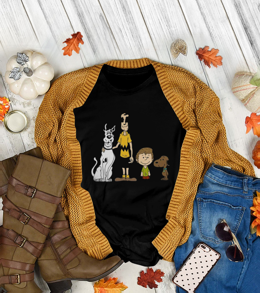 Snoopy Charlie Brown Scooby-Doo Shaggy Rogers Mashup T-Shirt