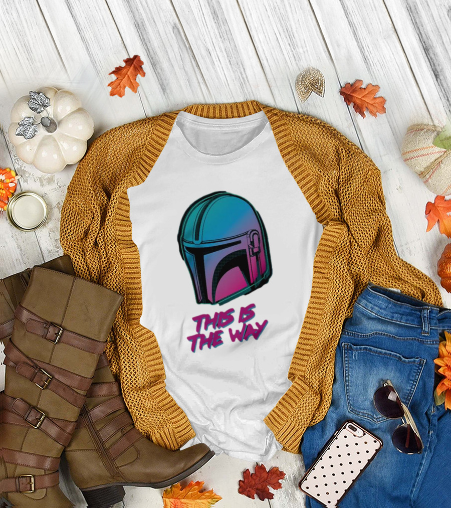 Star Wars The Mandalorian Helmet This Is The Way Neon T-Shirt