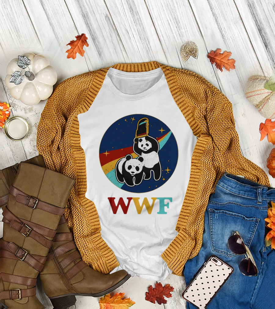 WWF Panda Bear Wrestling NASA Astronauts Space T-Shirt