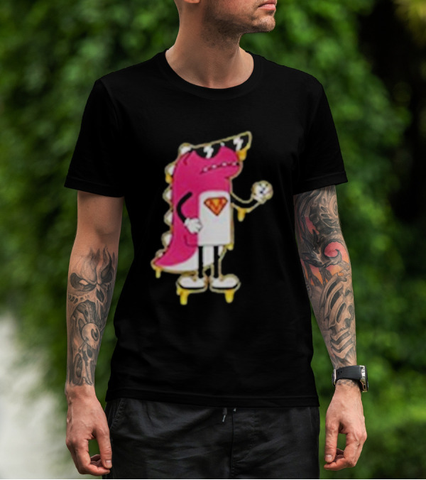 Mikina Mattem Dino Cartoon Character With Sunglasses And Superhero Emblem T-Shirt