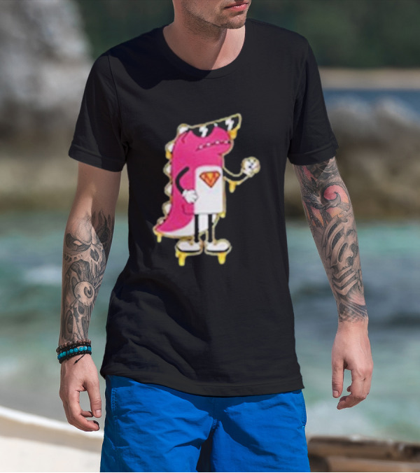 Mikina Mattem Dino Cartoon Character With Sunglasses And Superhero Emblem T-Shirt