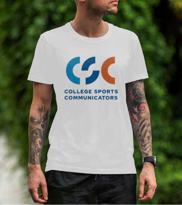 CSC College Sports Communicators Blue Orange T-Shirt