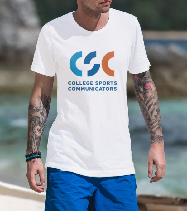 CSC College Sports Communicators Blue Orange T-Shirt