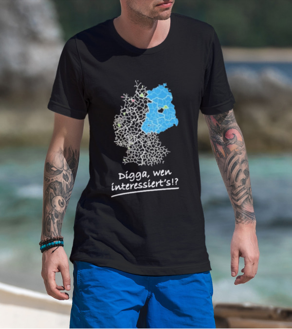 Digga Wen Interessiert Map Outline Blue Highlight T-Shirt