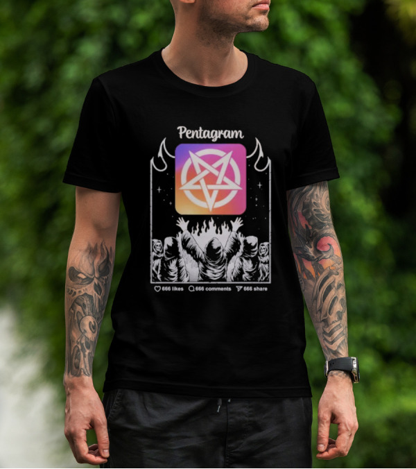 Pentagram Vol 2 666 Likes 666 Comments 666 Share Hoodie Circle Icon Ritual T-Shirt
