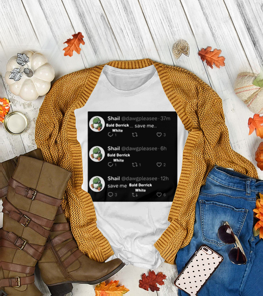 Shail Dawgpleasee Bald Derrick White Save Me Tweets Pattern with Dinosaur Avatar T-Shirt