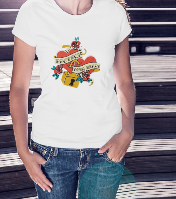Protect Your Heart Tattoo Roses Lock And Key Xplr T-Shirt