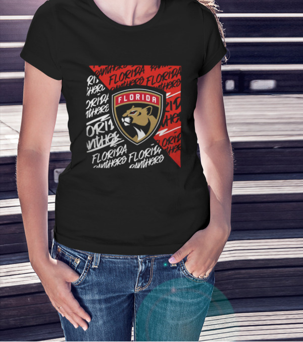 Florida Panthers Logo Text Florida Panthers Divide T-Shirt