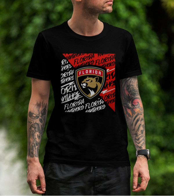 Florida Panthers Logo Text Florida Panthers Divide T-Shirt
