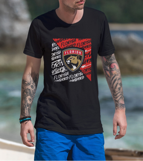 Florida Panthers Logo Text Florida Panthers Divide T-Shirt