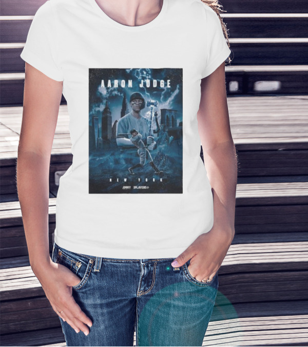 Aaron Judge New York Cityscape Thunderstorm Baseball Power Display T-Shirt