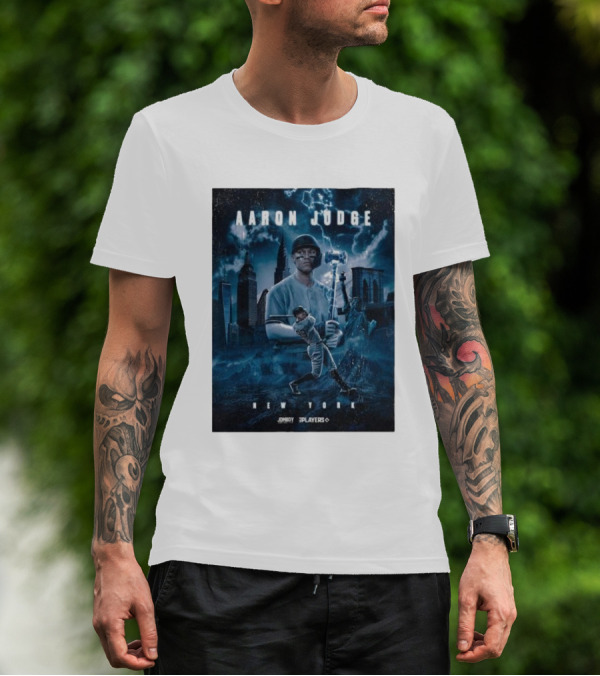 Aaron Judge New York Cityscape Thunderstorm Baseball Power Display T-Shirt