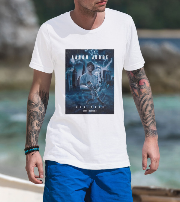 Aaron Judge New York Cityscape Thunderstorm Baseball Power Display T-Shirt