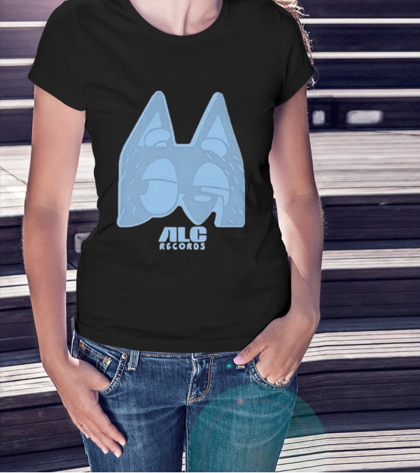 ALC Records Store Blue Cartoon Face Seasons Change T-Shirt