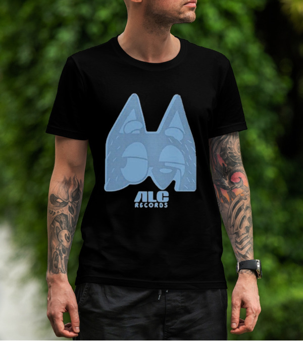 ALC Records Store Blue Cartoon Face Seasons Change T-Shirt