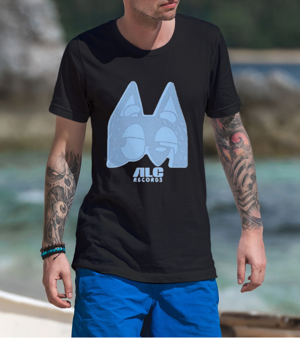 ALC Records Store Blue Cartoon Face Seasons Change T-Shirt