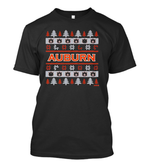 Auburn Holiday Sweater Design With Trees And Bears T-Shirt