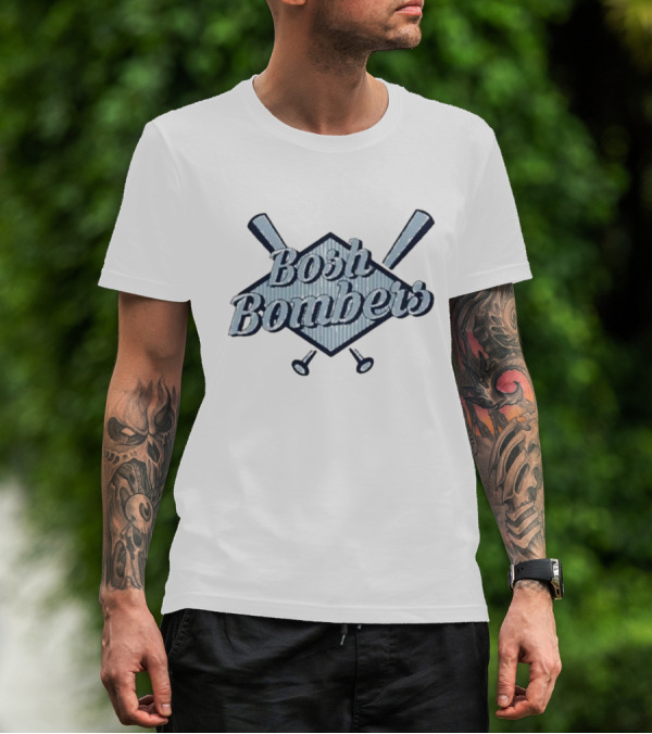 Bosh Bombers Baseball Bat Crossed Diamond Emblem T-Shirt