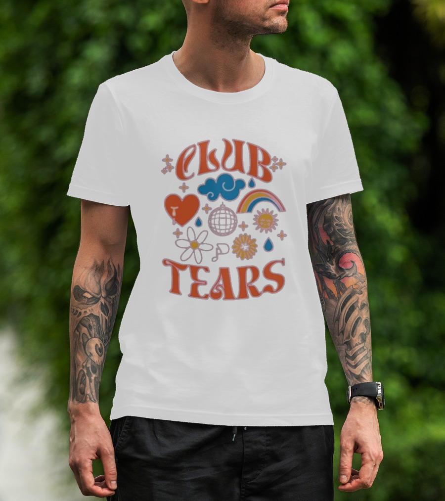 Little Mix Club Tears Rainbow Disco Heart Flowers T-Shirt