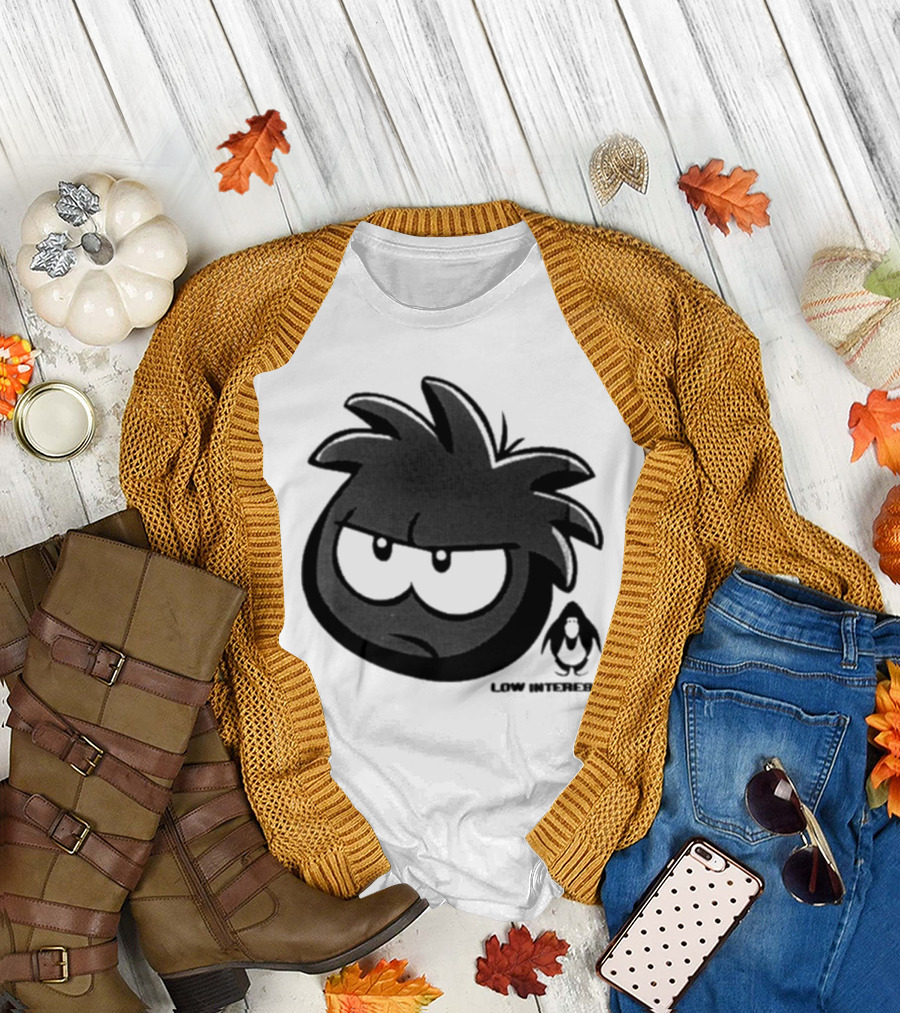 Low Interest Puffle Grumpy Face with Penguin T-Shirt