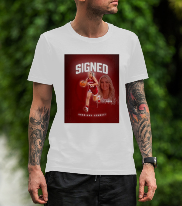 Signed Sydney Parrish Hoosiers Connect Indiana Basketball T-Shirt
