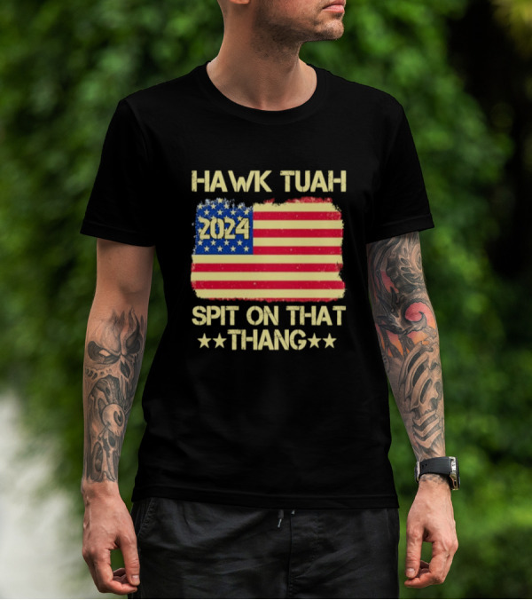 Hawk Tuah 2024 American Flag Spit On That Thang T-Shirt