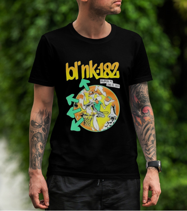 Bl' Nk-182 Orlando FL June 20 2024 Basketball And Space T-Shirt