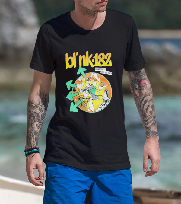 Bl' Nk-182 Orlando FL June 20 2024 Basketball And Space T-Shirt