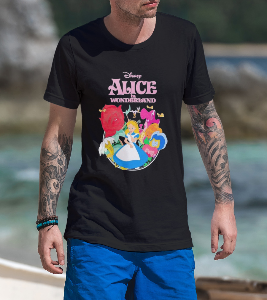 Disney Alice In Wonderland Flowers And Characters Classic T-Shirt