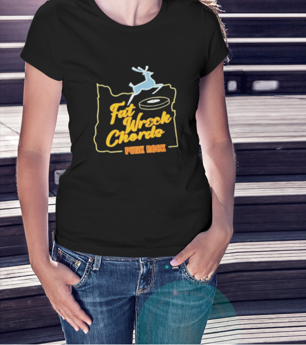 Fat Wreck Chords Punk Rock Record Retro Style Deer Outline T-Shirt