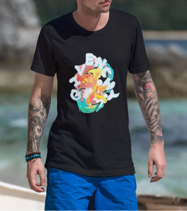 Louis Tomlinson Givenchy Psychedelic Oversized Top Colorful Swirl Text T-Shirt