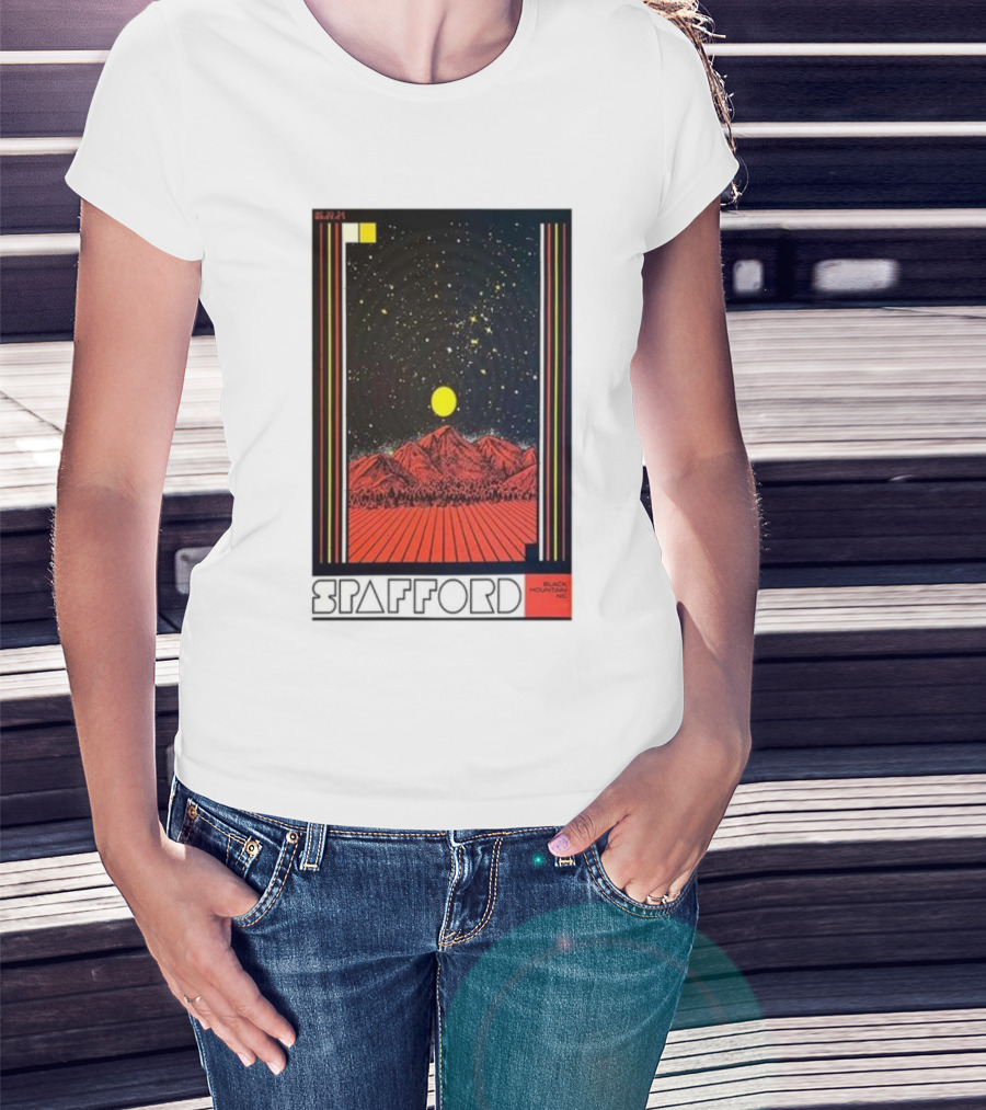 Spafford June 22 2024 Pisgah Brewing Company Black Mountain NC Retro Cosmic Mountain Scene T-Shirt