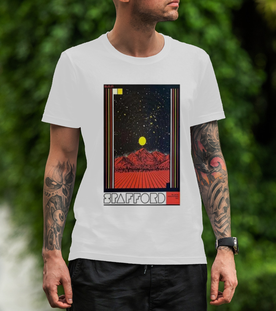 Spafford June 22 2024 Pisgah Brewing Company Black Mountain NC Retro Cosmic Mountain Scene T-Shirt