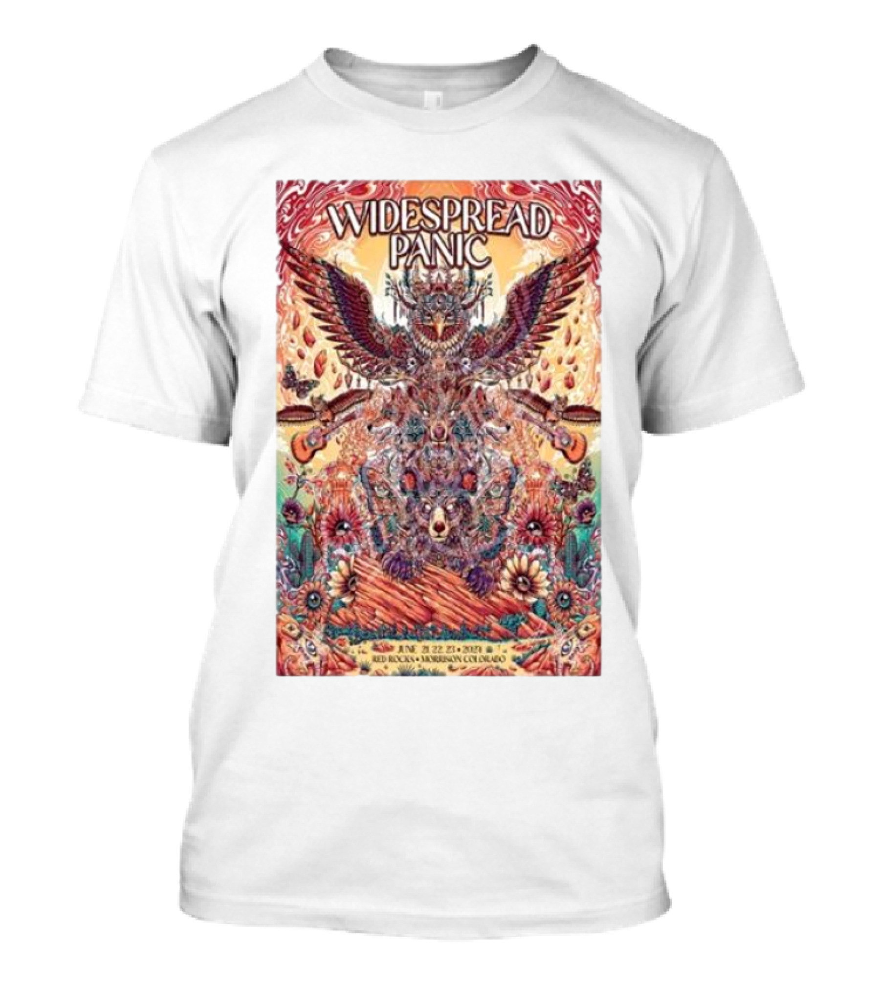 Widespread Panic Jun 21 22 23 2024 Red Rocks Amphitheatre CO Psychedelic Owl T-Shirt