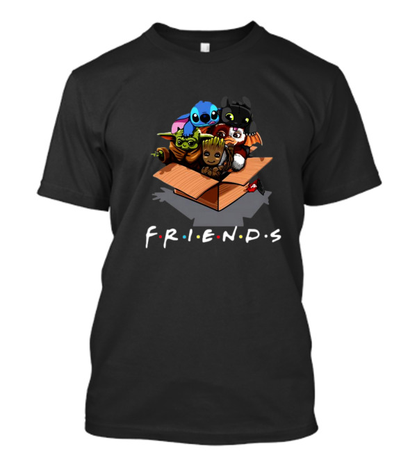 Baby Groot Stitch Toothless Yoda Gizmo Friends Box T-Shirt