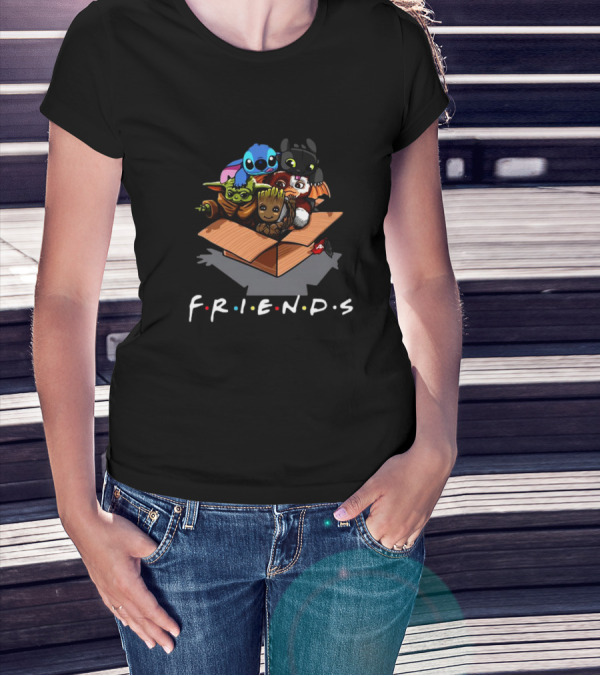 Baby Groot Stitch Toothless Yoda Gizmo Friends Box T-Shirt