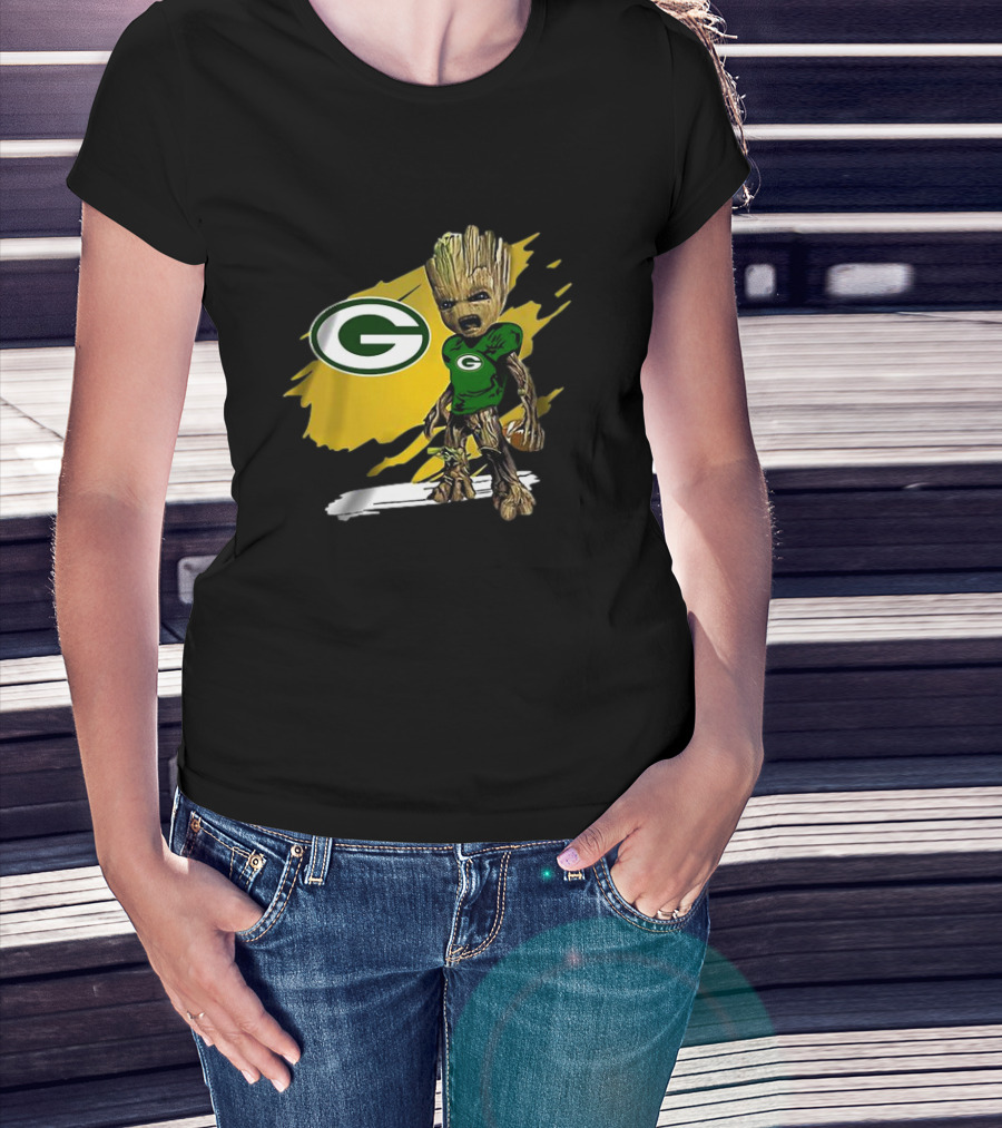Baby Groot Green Bay Packers Football Fan T-Shirt