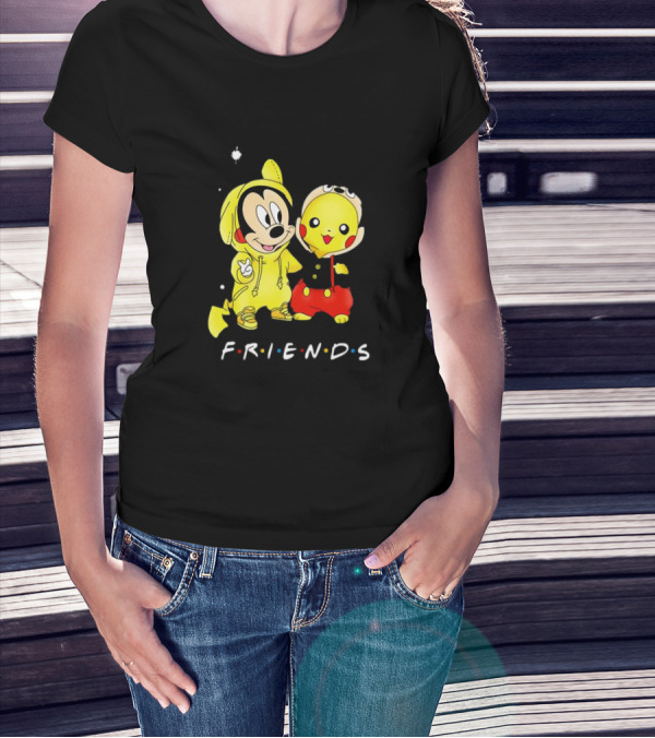 Baby Mickey Mouse And Pikachu Friends Christmas T-Shirt