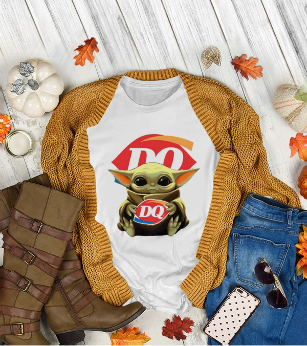 Baby Yoda With DQ Logo Hug T-Shirt
