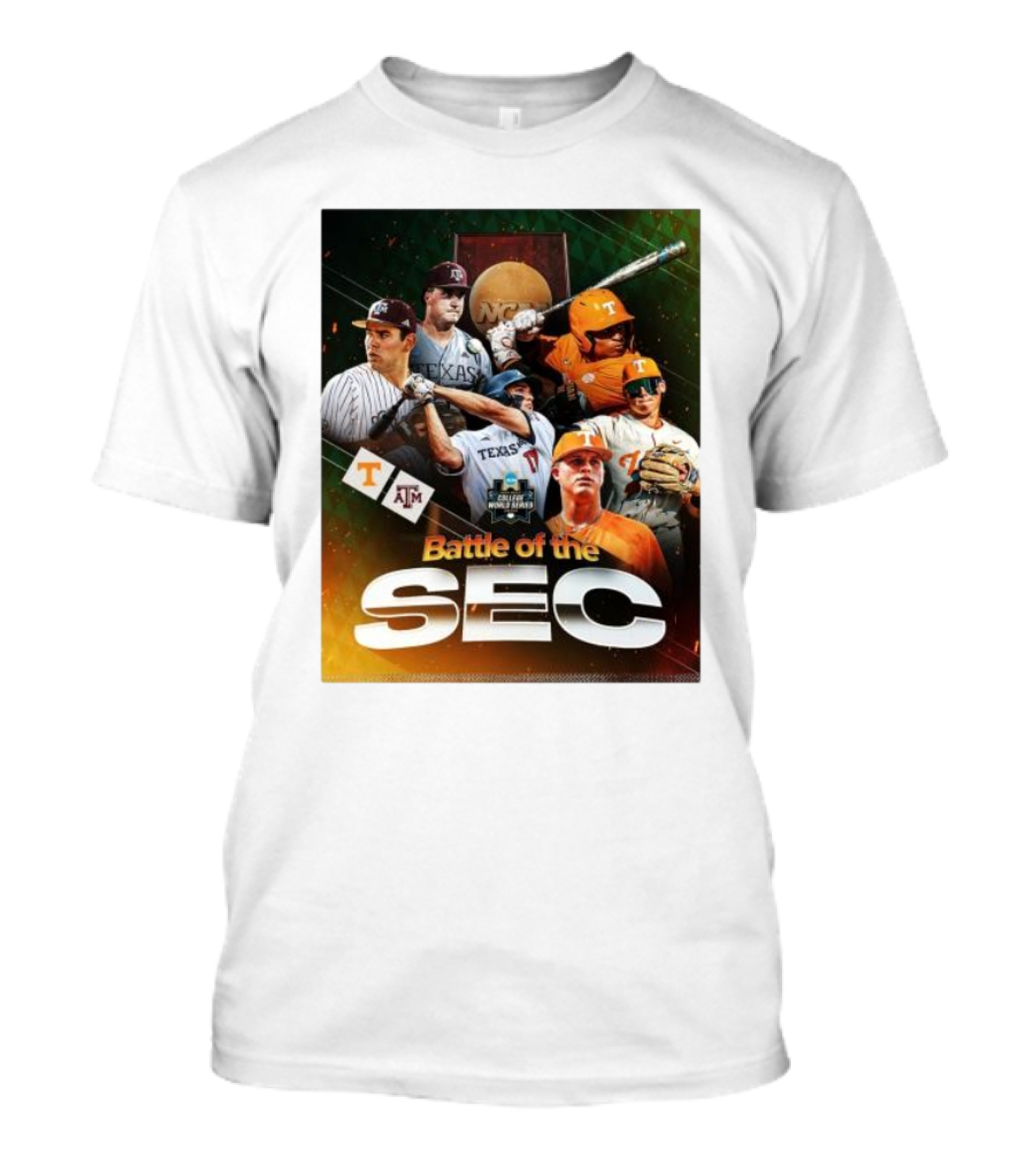 Battle Of The SEC NCAA College World Series Baseball 2024 Texas A&M Volunteers T-Shirt