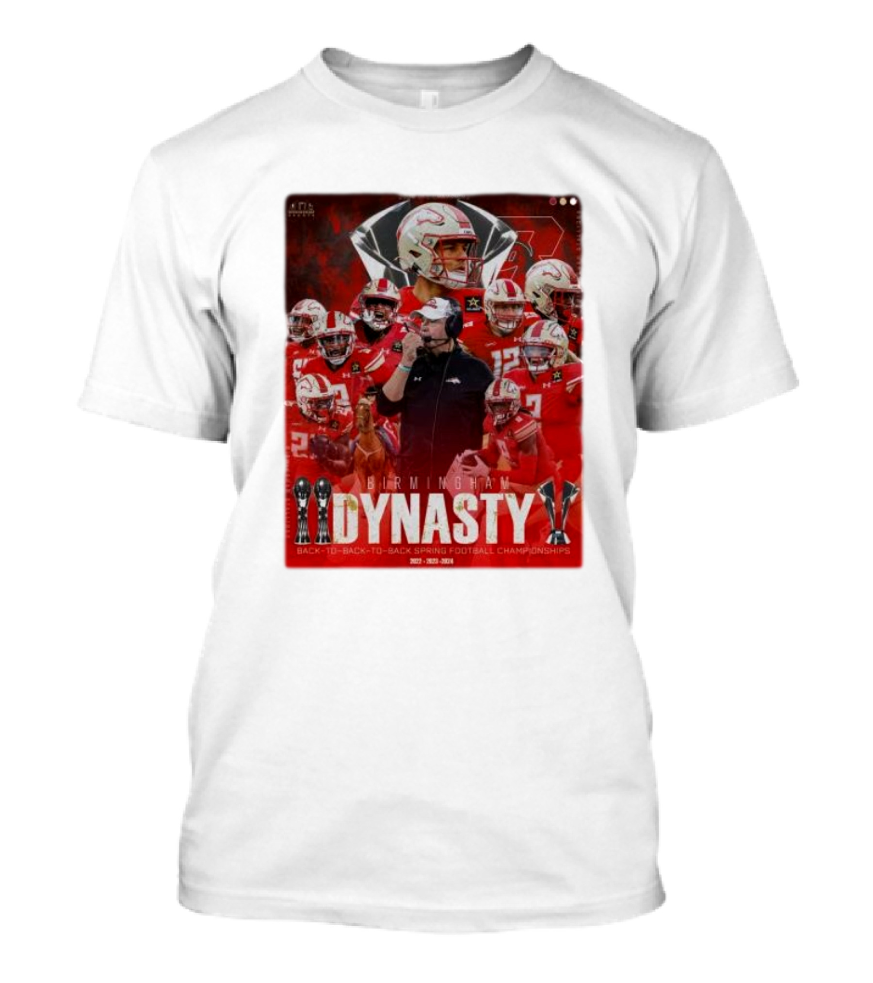 Birmingham Stallions Dynasty 3-Time Champs Back-to-Back-to-Back Spring Football Championships 2022-2023-2024 T-Shirt