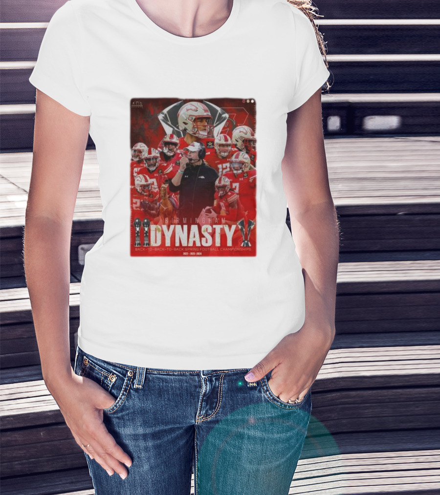 Birmingham Stallions Dynasty 3-Time Champs Back-to-Back-to-Back Spring Football Championships 2022-2023-2024 T-Shirt