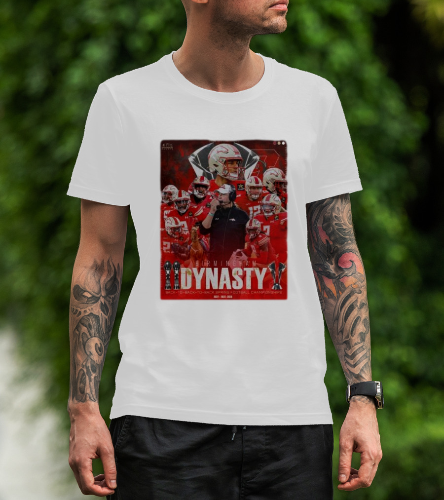 Birmingham Stallions Dynasty 3-Time Champs Back-to-Back-to-Back Spring Football Championships 2022-2023-2024 T-Shirt