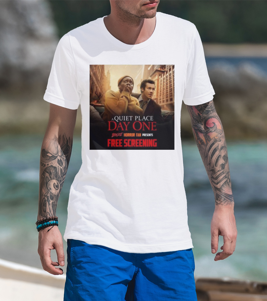 A Quiet Place Day One Broke Horror Fan Presents Free Screening Urban Escape Scene T-Shirt