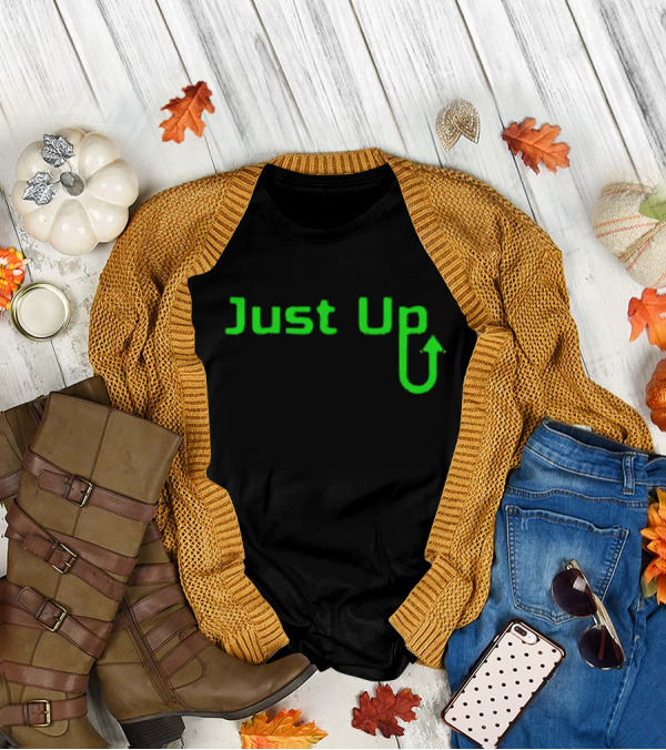 Aroflip Just Up Green Arrow Text T-Shirt